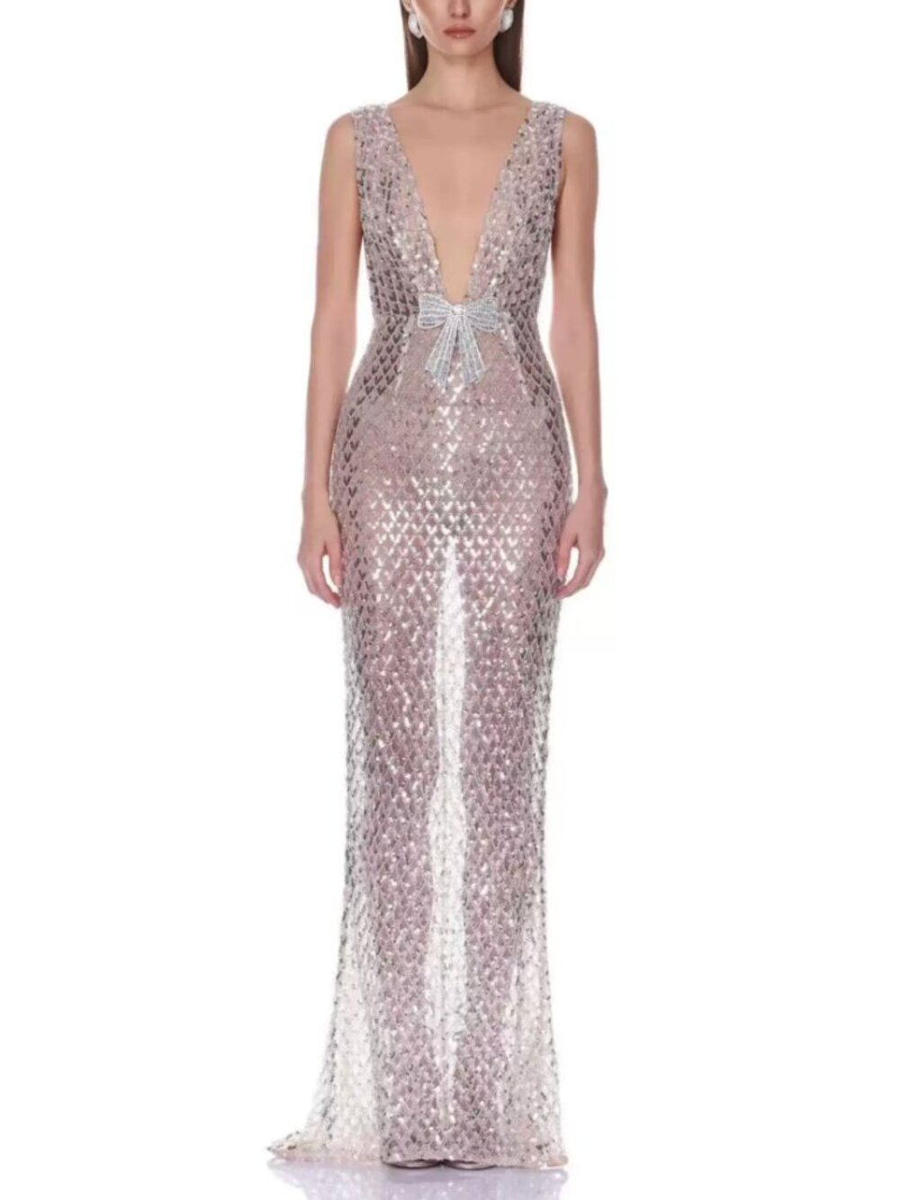 Bronx and Banco Liora Maxi Dress Gown Silver